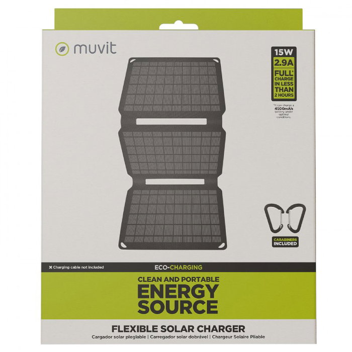 Muvit Panel Solar Portátil MCSCH0002 15W Negro
